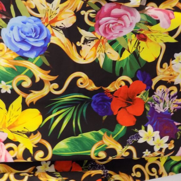 NEW Baroque Gold Floral Tropical Italian Designer Style Men Shirt Size M - Picture 2 of 4